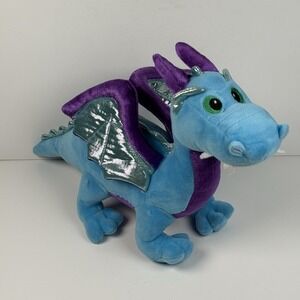Aurora World Dragon Plush Stuffed Animal Toy Blue Purple Medieval